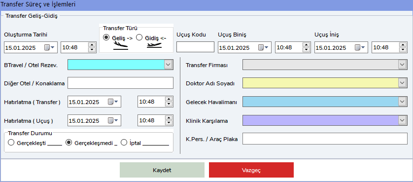 Transfer Bilgileri
