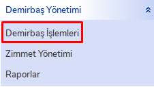 Demirbaş İşlemleri Ekranı