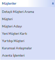 Detaylı Müşteri Arama Menüsü