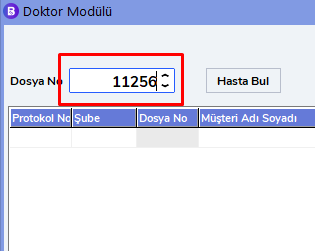 Hasta Dosya No Girişi
