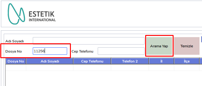 Dosya No ile Arama