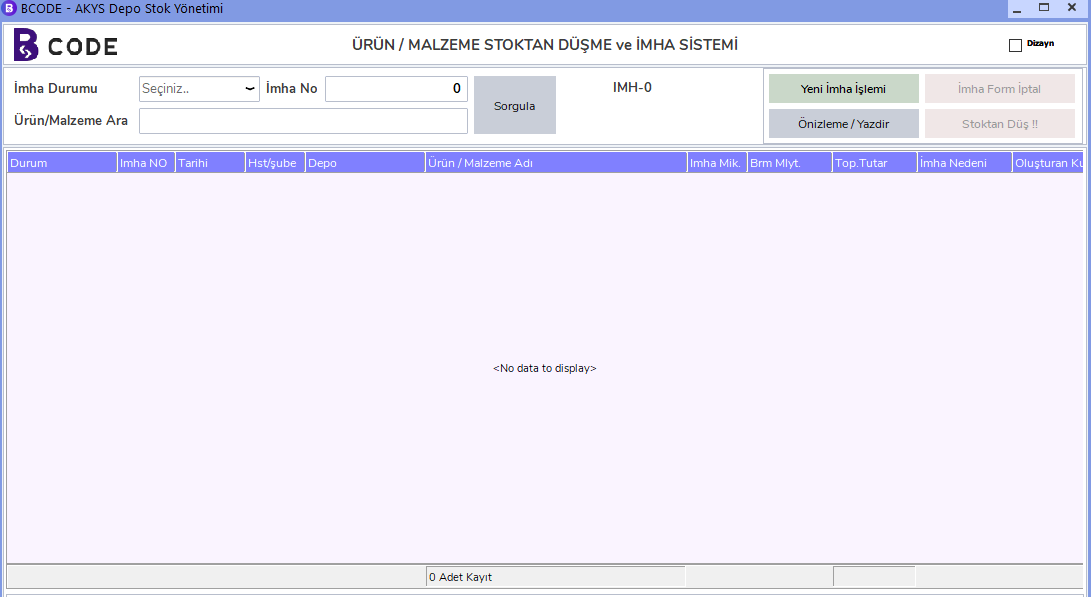 Yeni İmha İşlemi
