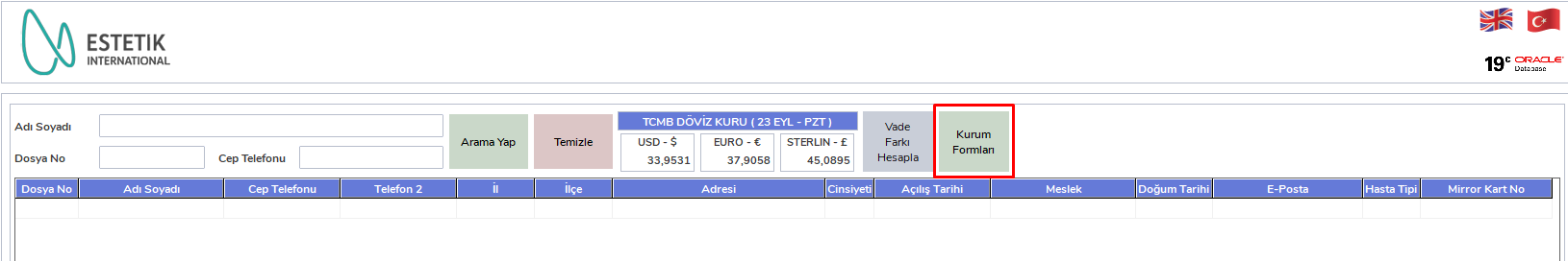 Kurum Formları Ekranı
