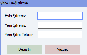 Şifre Bilgilerini Girin