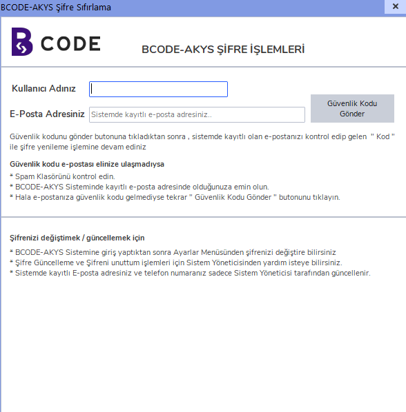 Şifre Değiştirme Modülü