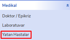 Yatan Hasta Menüsü