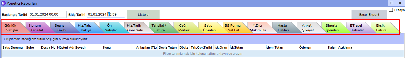 Yönetici Raporları Sekemeleri